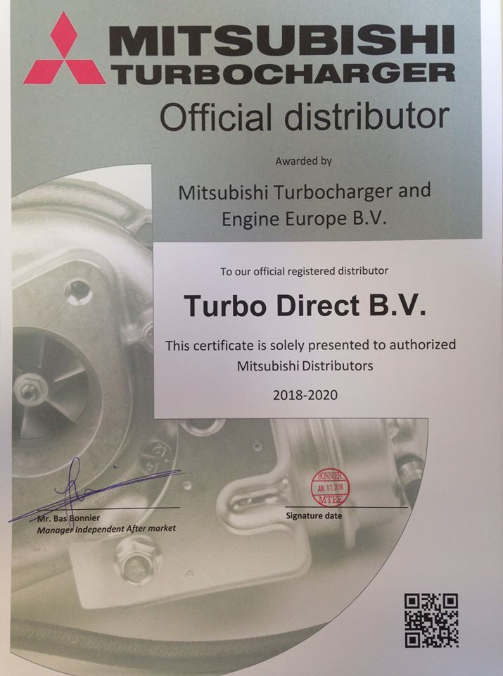 Mitsubishi Turbocharger en Turbo Direct BV verlengen hun samenwerking